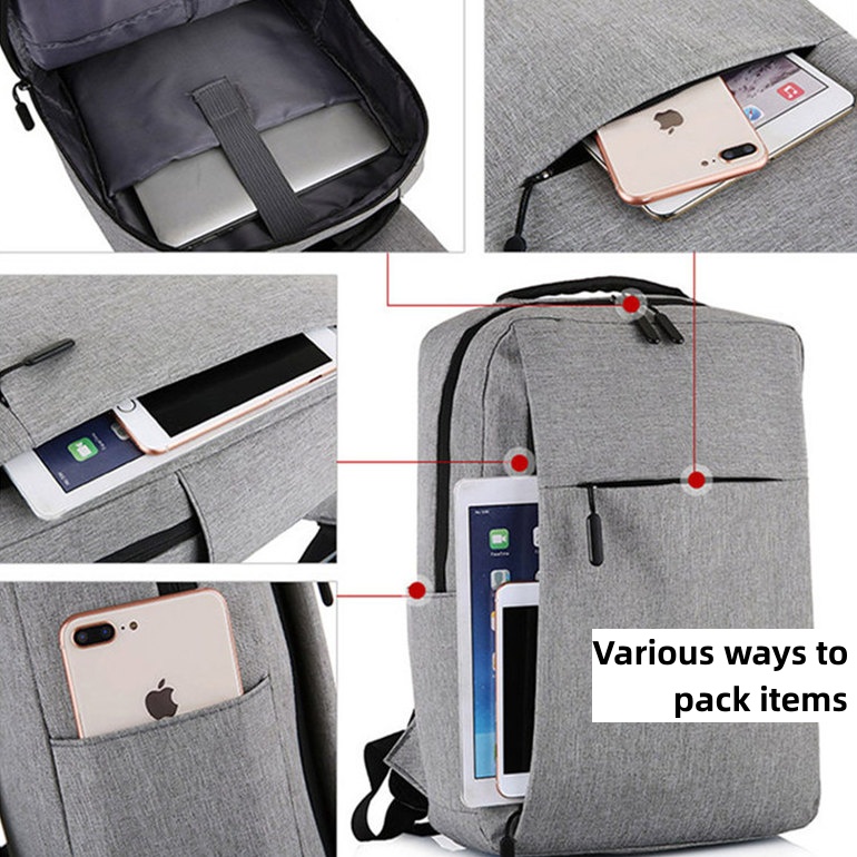 (special offer)  School Bag Backpack for Men Women School Bag Bookbag USB Laptop Bag Notebook Bag Travel Bag Anti-Theft Leisure Nylon Cloth Bags gray large