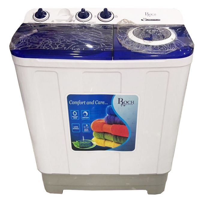 Roch RWM-10TTR-J Semi-Automatic Washing Machine, 10kgs - White+2 YEARS WARRANTY