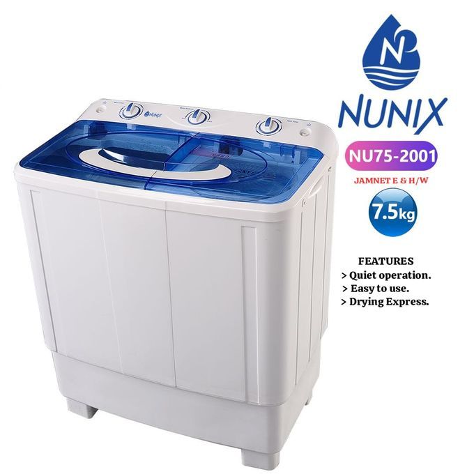 Nunix 7.5KG Twins Tub Washing Machine+2 YEARS WARRANTY