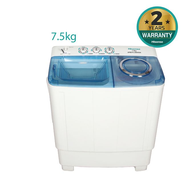 Hisense  7.5Kg Twin Tub Top Load Washing Machine - White+5 YEARS WARRANTY