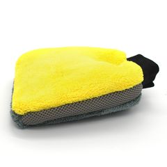 Car Wash Gloves Microfiber Coral fleece Cleaning Wash Tools Thick Wipe Cloth Auto Care Double-faced Glove Cleaning Mitt Yellow