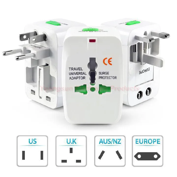 Universal Worldwide Portable All in 1 AC Power UK/EU/US/AU Travel Plug Adapter Power Plug Converter