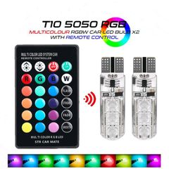 REMOTE CONTROL T10 5050 CAR LED BULB 6 SMD MULTICOLOR RGB 501 SIDE LIGHT BULBS color