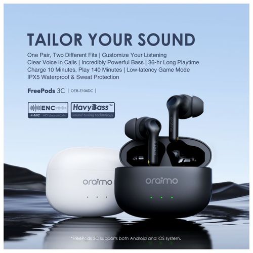 oraimo FreePods Lite 40-hour Playtime ENC True Wireless Earbuds