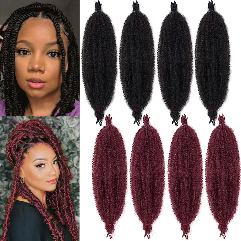 Afro Spring Twist Crochet Hair Pre-Separated Marley Braids Hair Extensions for Women Black Soft Braids Afro Twist Braiding Hair