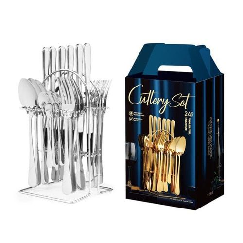 Generic Silver Cutlery Set(24pcs) Number of Pieces: 24 (6-table spoons, 6-tea spoons, 6-forks, 6-butter knives) Dish washer safe: Yes Ideal for home, office, restaurants, hotels and other eateries