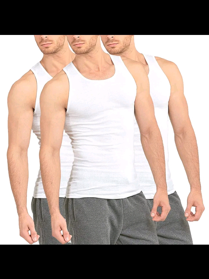 3PCS Fashion 100% Cotton Mens Fitted Vest (3Pcs)