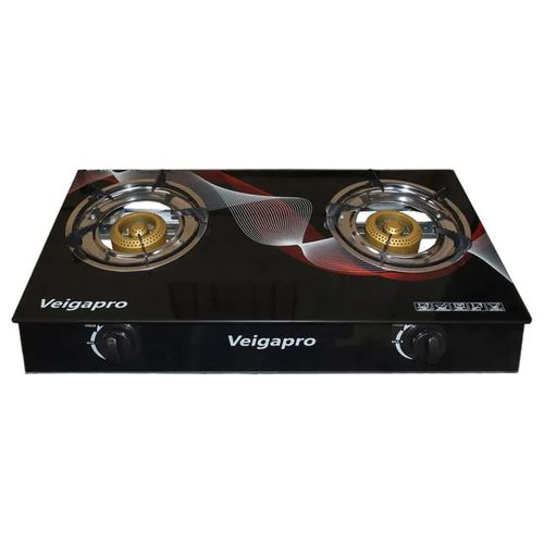 Veigapro Glass Table Top Double Burner Gas Cooker