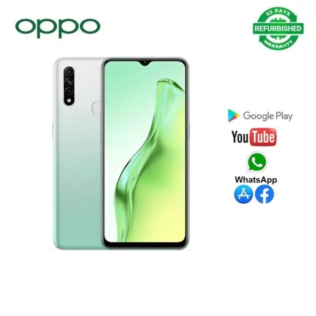 OPPO A31 Refurbished Smart Phone 4GB+64GB with fingerprint unlocked 6.5 inch 12MP 4230mAh Dual SIM Charge Port USB (I'm sorry that the black one is 4+64G)(