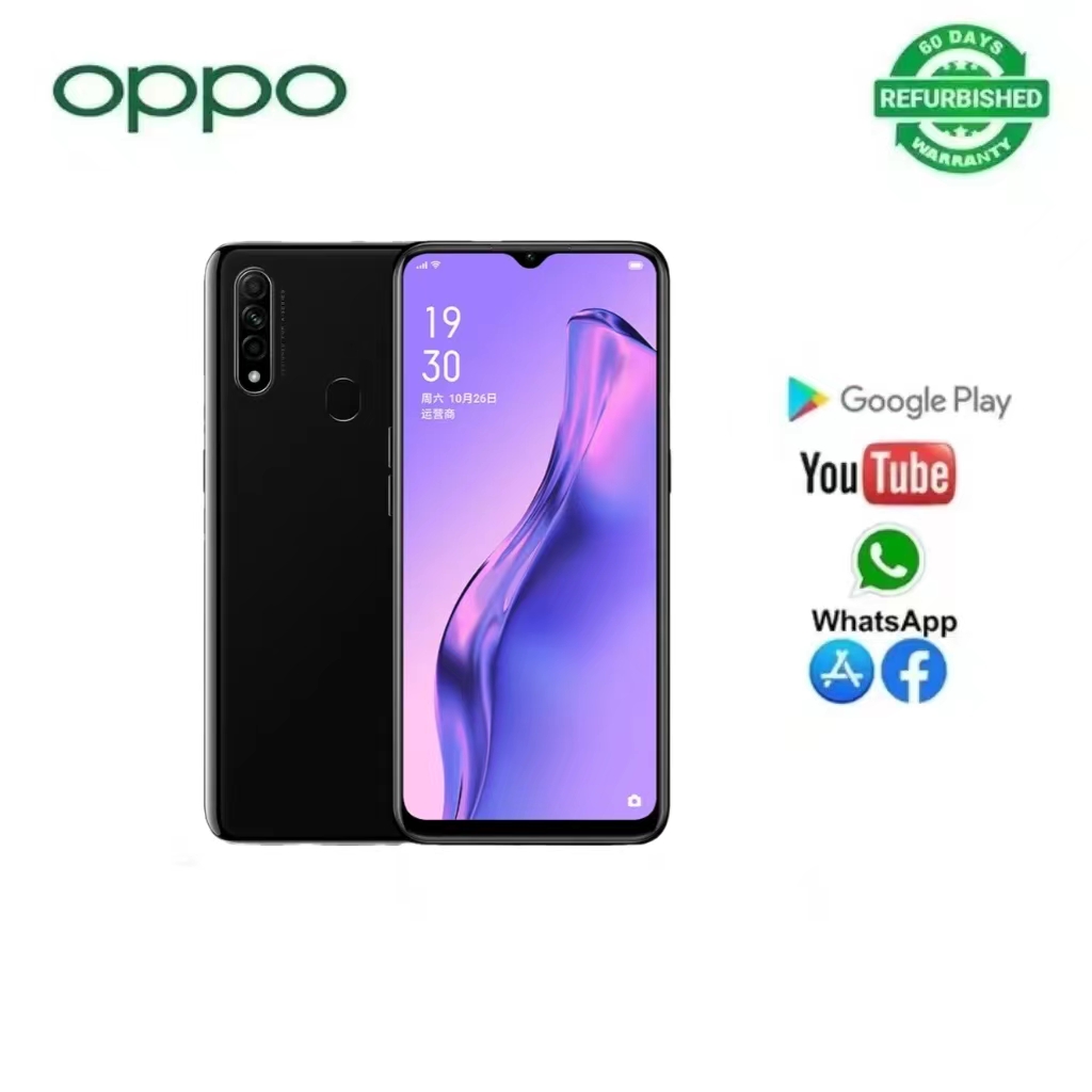 OPPO A31 Refurbished Smart Phone 4GB+64GB with fingerprint unlocked 6.5 inch 12MP 4230mAh Dual SIM Charge Port USB (I'm sorry that the black one is 4+64G)(