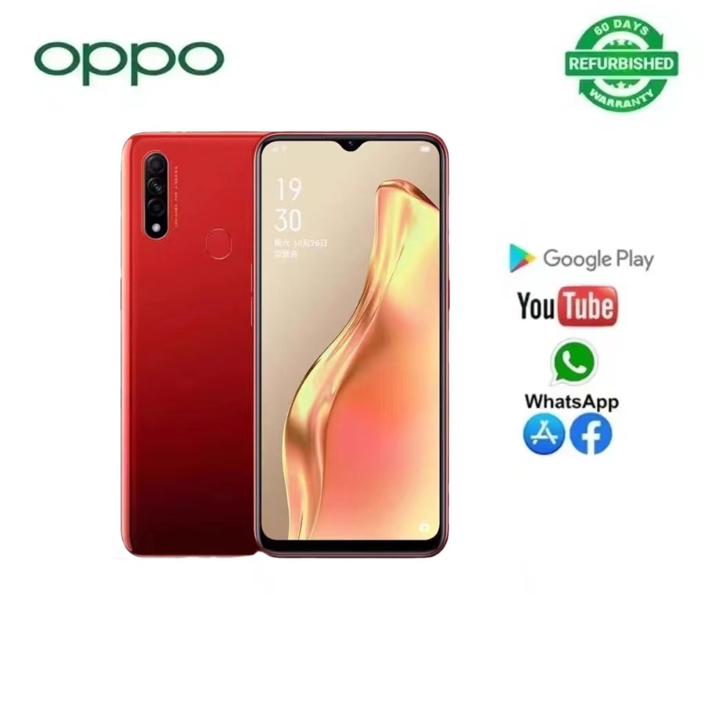 OPPO A31 Refurbished Smart Phone 4GB+64GB with fingerprint unlocked 6.5 inch 12MP 4230mAh Dual SIM Charge Port USB (I'm sorry that the black one is 4+64G)( Red 6+128GBRed,6+128GB