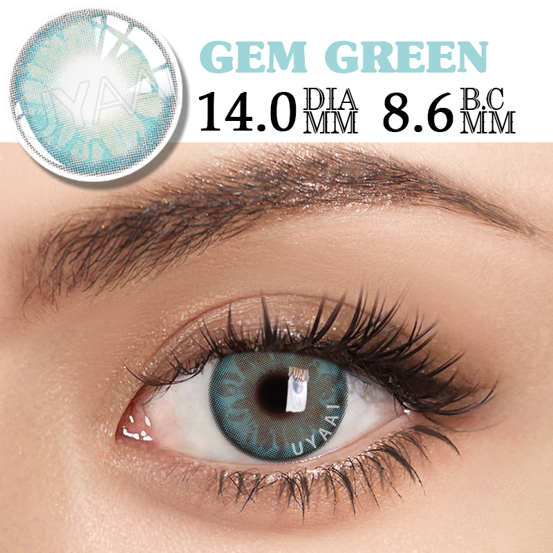 UYAAI 2Pcs/Pair GEM Series BLUE GRAY Colored Contact Lenses for eyes Colored Eye Lenses Color Contact lens Beautiful Pupil
