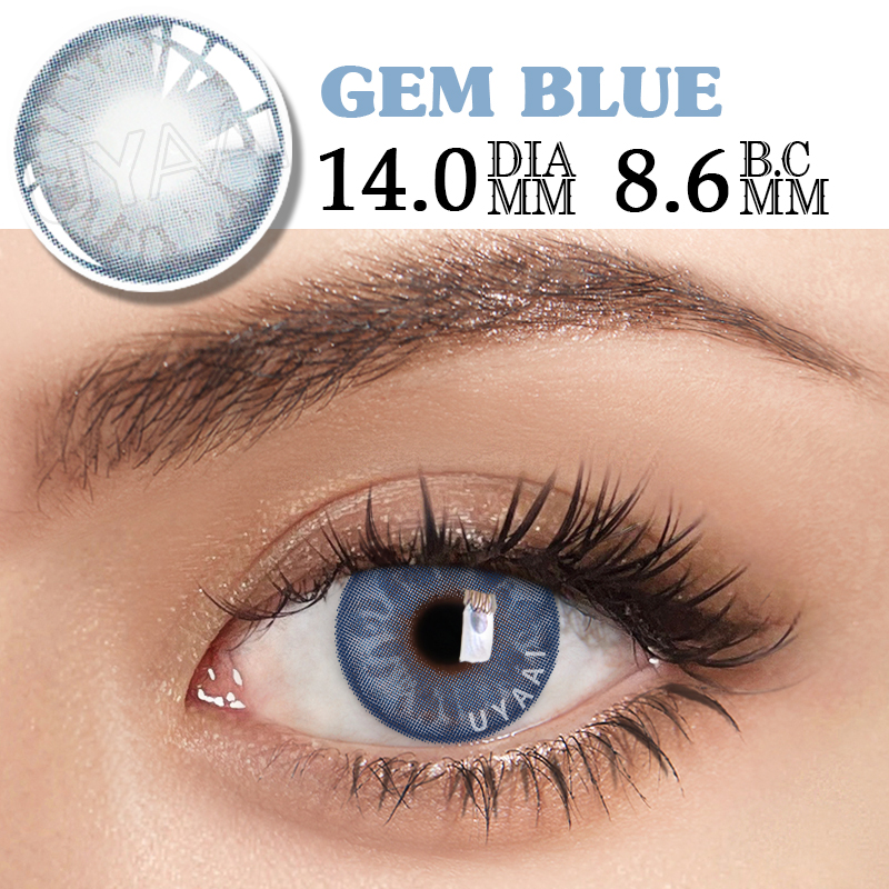 UYAAI 2Pcs/Pair GEM Series BLUE GRAY Colored Contact Lenses for eyes Colored Eye Lenses Color Contact lens Beautiful Pupil