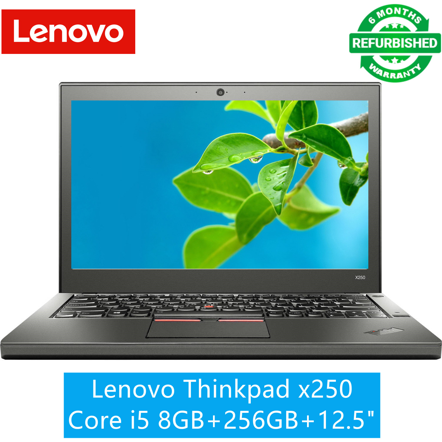 (LIMITED OFFER) Refurbished Laptop Lenovo Thinkpad x250 Core i5 8GB+256GB+12.5" Windows 10 Notebook Black 12 inch Black