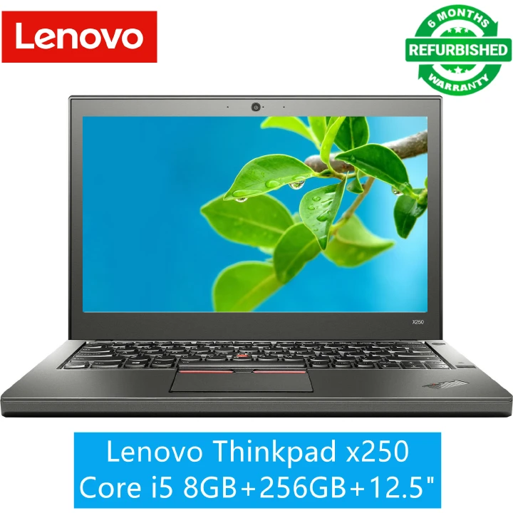 (FREE MOUSE) Refurbished Laptop Lenovo Thinkpad x250 Core i5 8GB 256GB 12.5" Windows 10 Notebook Black 12 inch Black/English keyboard