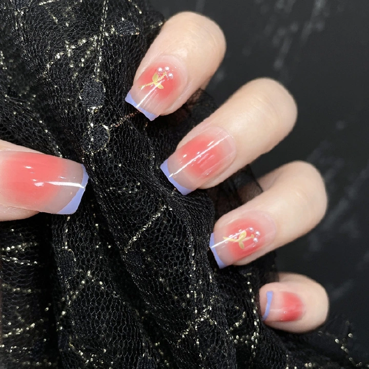 24Pcs Fake Nails Mid-Length Modelt Wearable Nail Patch Nail Art Patch  Nail Stickers Nail Art Patch,Reusable Stick On Nails Press on Full Cover False Nail Removable Fake Nails