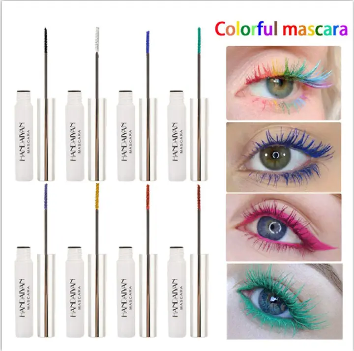 Colors Waterproof Colored Mascara for Eyelashes,Blue Black White Red Purple Mascara Colorful Charming Long Lasting Mascara for Women Eye Makeup