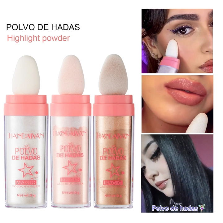 3 Color Polvo De Hadas Fairy Highlight Patting Powder Highlighter Makeup Body Brightens the Natural Three-dimensional Face Powder Blusher