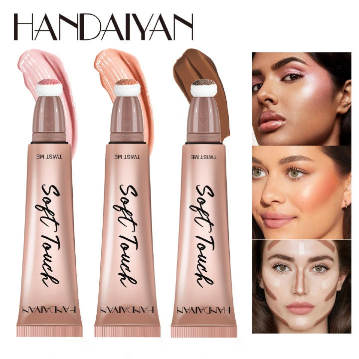Blush Beauty Wand, Liquid Blush, Blush stick, Liquid Blush for Cheeks, Contour Beauty Wand, Natural Smooth Creamy Highlight Matte Liquid Blush Stick with Soft Cushion Applicator
