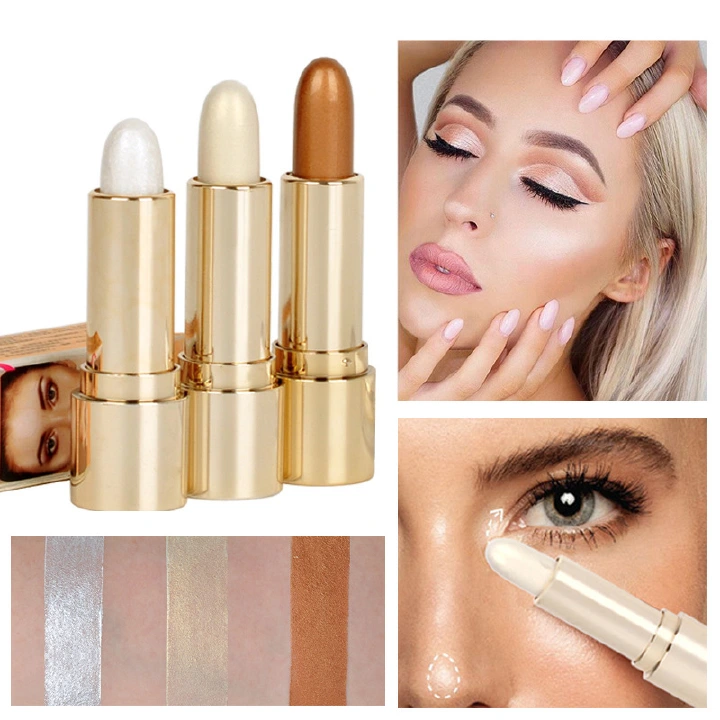 Cream Contour Sticks,Shades with Highlighter & Bronzer & Blush,Non-greasy and Water-resistant Face Contouring Pen,Easy to Sculpt the Face and Create a Lightweight Finishing Makeup