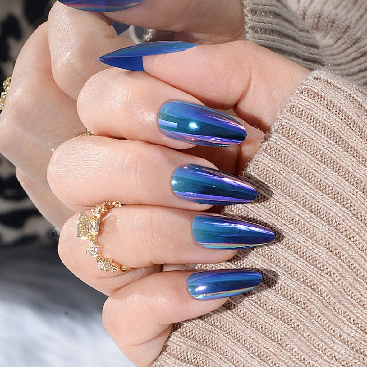 24Pcs Fake Nails Long Handmade Wearable Nail Nail Art Nail Patch Nail Art Patch，Reusable Stick On Nails Press on Full Cover False Nail Removable Fake Nails