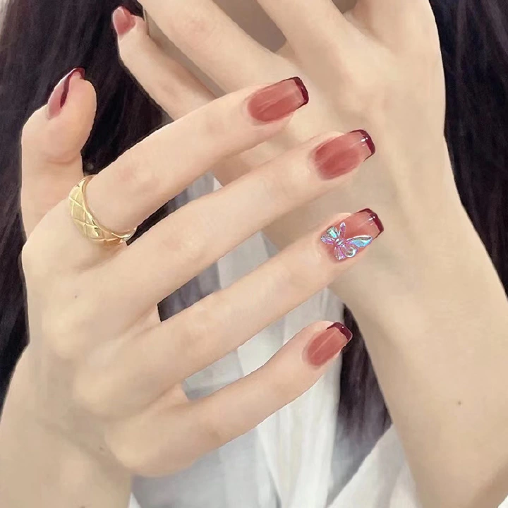 24Pcs Fake Nails Long Handmade Wearable Nail Nail Art Nail Patch Nail Art Patch，Reusable Stick On Nails Press on Full Cover False Nail Removable Fake Nails