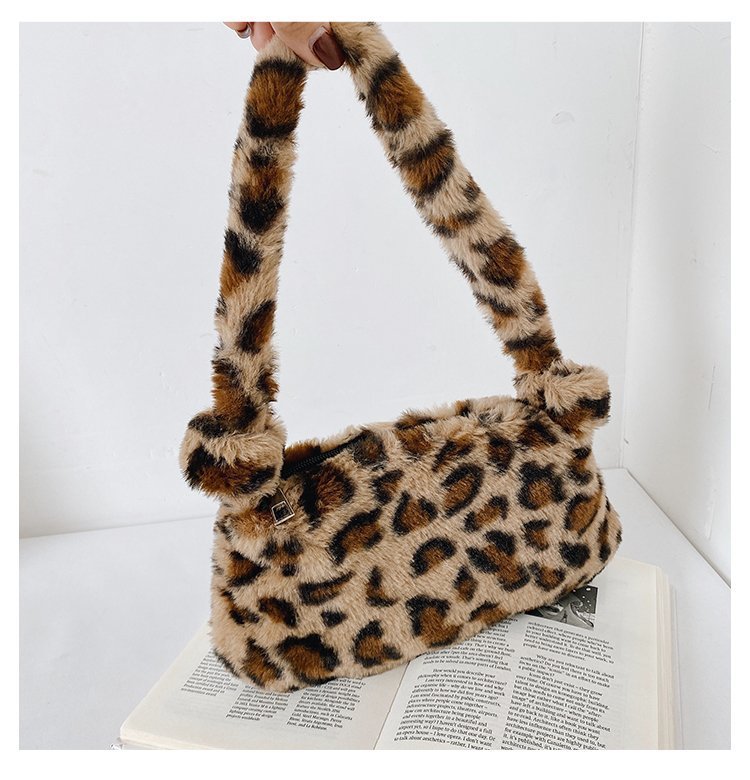 Fashion Simple Hot Sale Handbags For Girls Ladies Animal faux fur Sling Bag Small Cow black and white stripes Leopard print Underarm Shoulder Bags Custom Solid Soft Fur Purse For Women