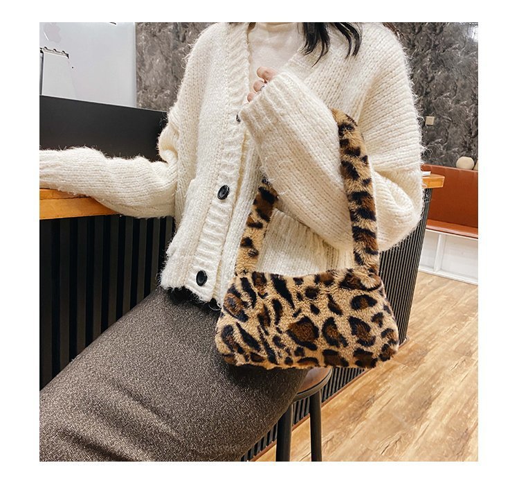 Fashion Simple Hot Sale Handbags For Girls Ladies Animal faux fur Sling Bag Small Cow black and white stripes Leopard print Underarm Shoulder Bags Custom Solid Soft Fur Purse For Women