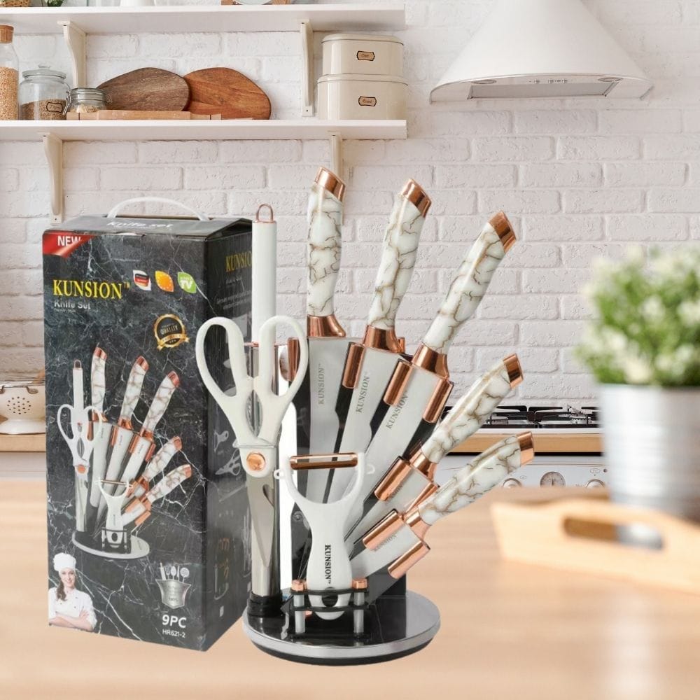 7pcs Kitchen Knife Sets with Grindstone Forged Chef Knife Marble