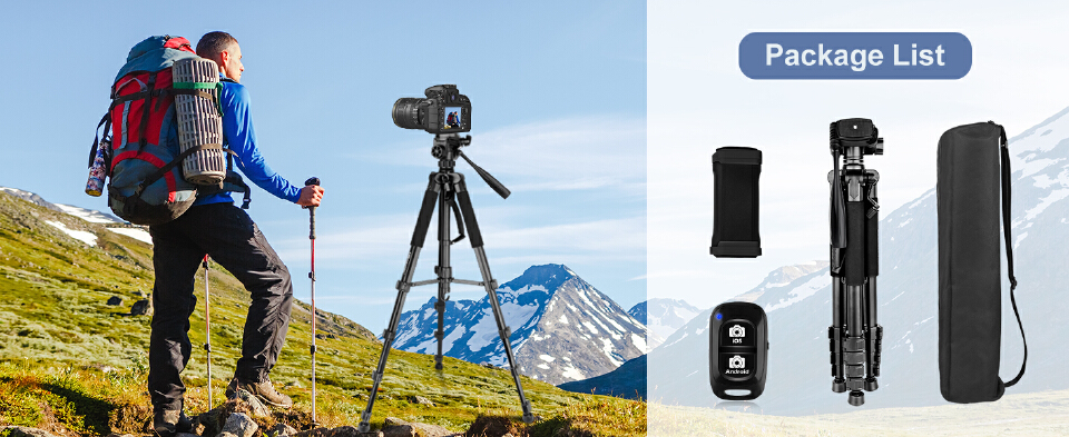 Camera Tripod, Heavy Duty Tripod for Camera with Bag, Compatible with DSLR Camera, Cellphone, Projector, Webcam, Ring Light, Spotting Scopes