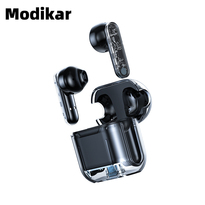 Modikar TM10 Transparent ENC Noise Canceling Wireless BT Earbuds Mini Portable HiFi Stereo Earphones With Mic Transparent Gaming Earphone BlackBlack