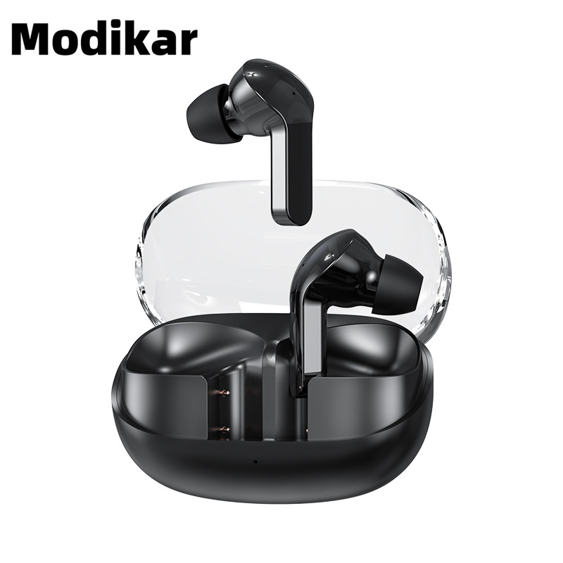 Modikar TM30 Transparent ENC Noise Canceling Wireless Bluetooth Earbuds Earphone With Mic Transparent Gaming Earphones HiFi Stereo Earbud Black