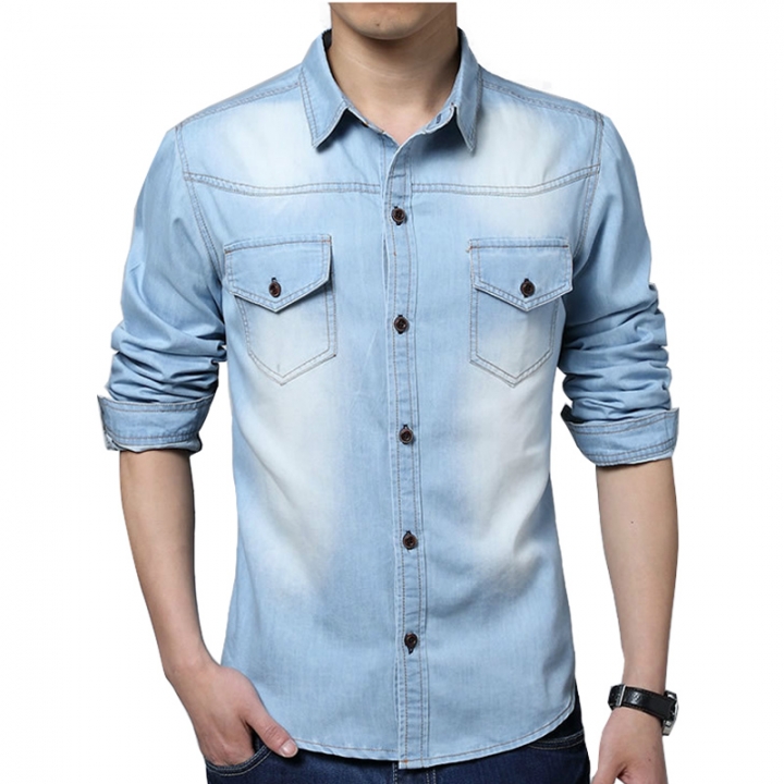 light blue denim casual shirt