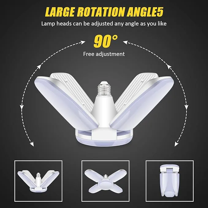 LED Garage Lights , 28W LED Shop Light Adjustable 4 Adjustable Panels Ceiling Light, E26/E27 Garage Lights Ceiling Led Daylight for Shop, Basement, Workshop, High Bay Light，Indoor,living room，LED LAMP