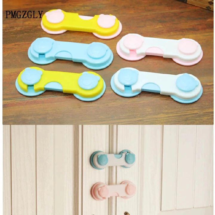 5 Pieces Multifunctional Safety Cabinet Door Lock Baby Safety Drawer Door Buckle Anti-Pinch Home White Bathroom Refrigerator Lock