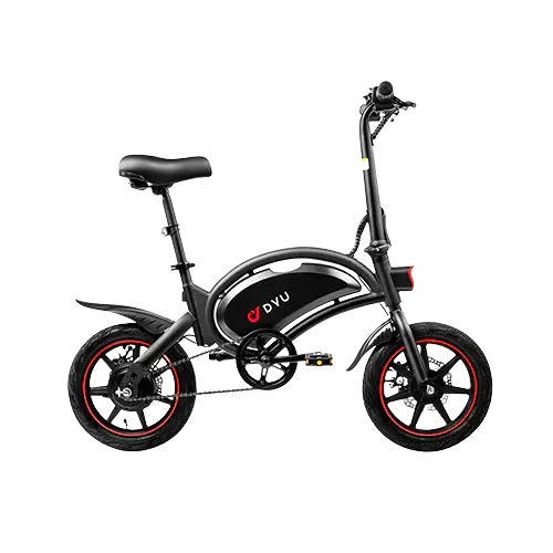 Hanlin - DYU Mini Foldable Electric Bike, Electric bike, Electric Mini Bicycle. E-bike, Max Speed - 30km/h, Range - 40km, Motor - 250W, Battery 36V 10AH, Children E-bikes,  with pedal assist.