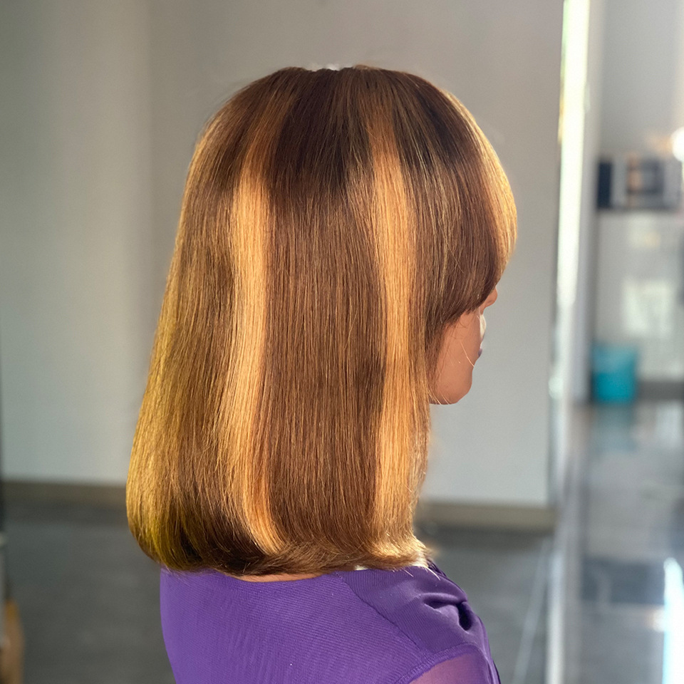 Glueless HIghlight Bob Human Hair Wigs With Bangs