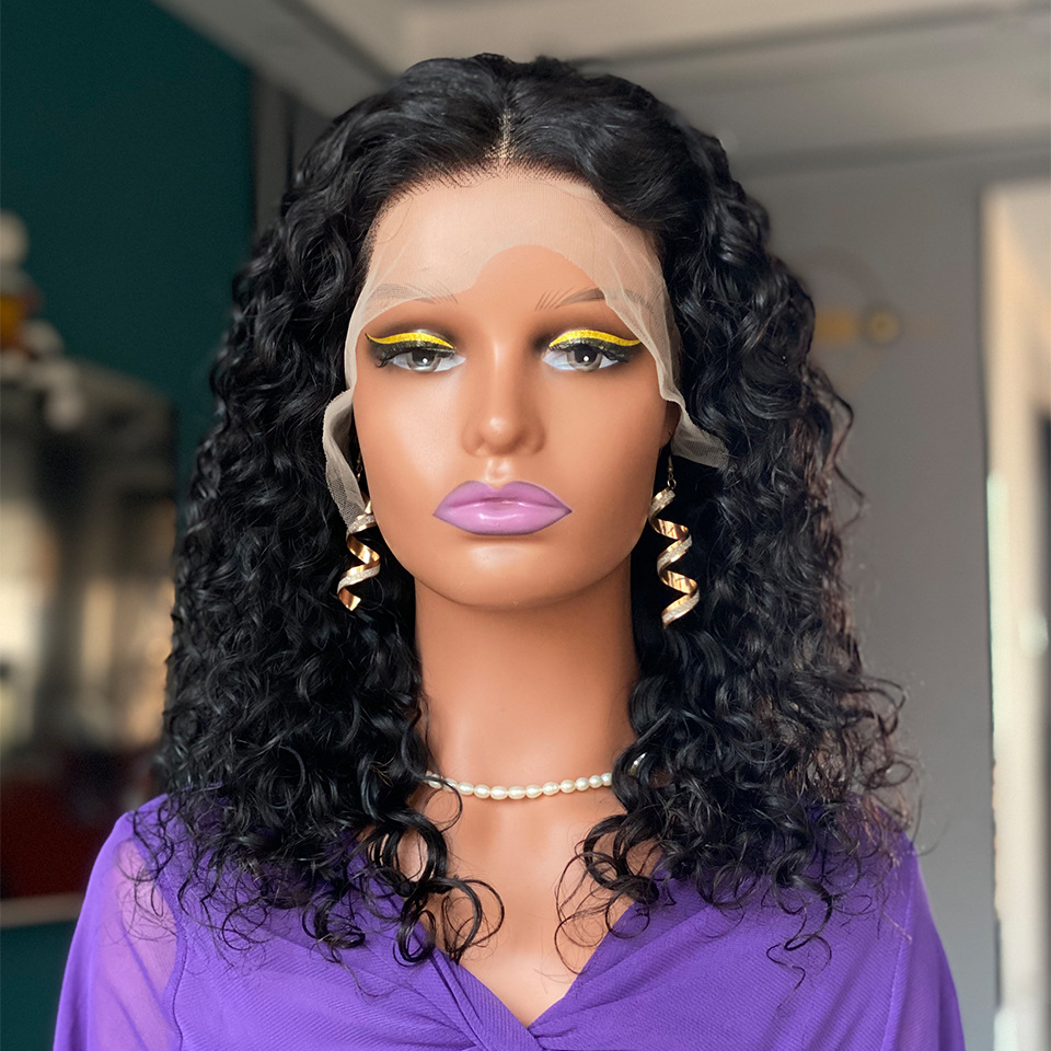 Promotion 180 Density 13x4 Water Wave Frontal Lace 16 inch Human Hair Wigs 12A