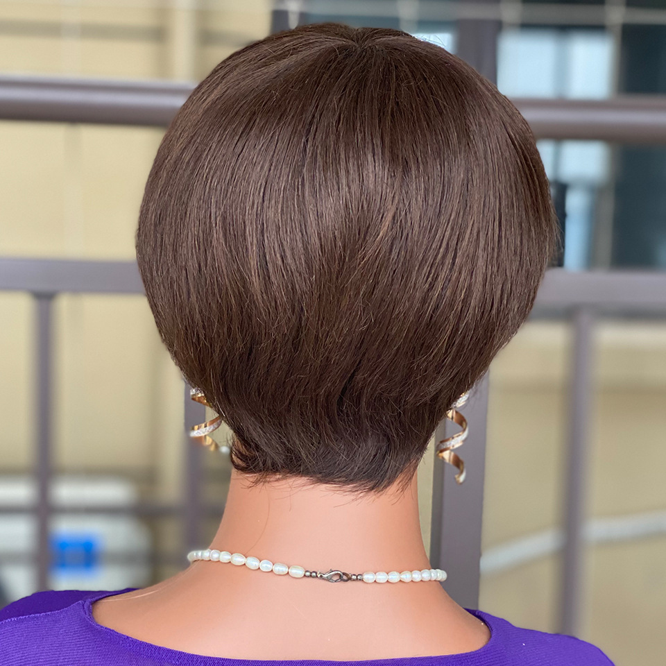 Promotion Short Pixie Cut Human Hair Wigs 130g 4 Inch