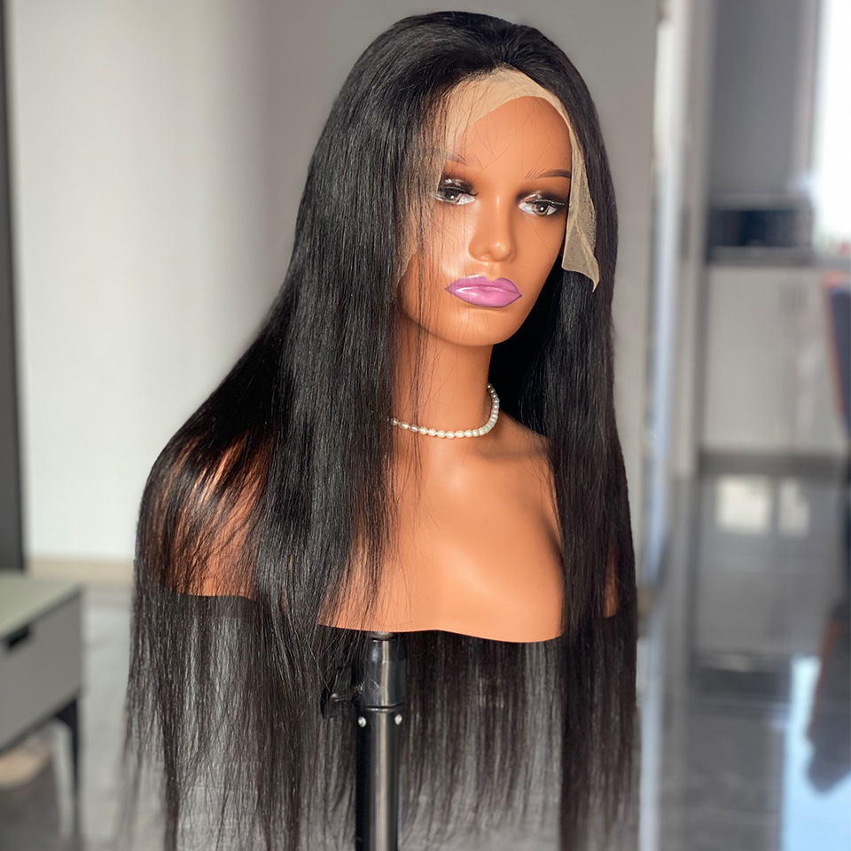 12A Straight Wigs Human Hair Lace Front Wigs Natural Black 150 Density 16-32 Inch