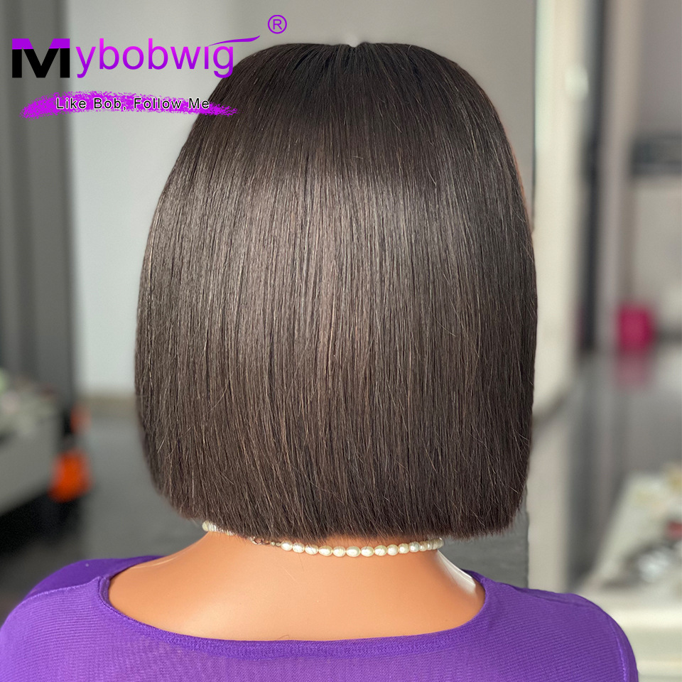 13x4 Lace Frontal Wigs Vietnam Bone Straight Blunt Cut Bob Human Hair Wigs Double Drawn