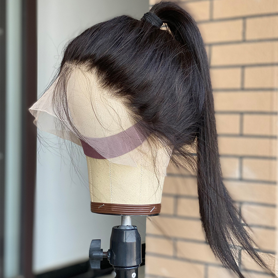 Super 12  A  360 Top Swiss Lace Virgin Human Hair Wigs Vietnam Hair 150 Density 16-26 Inch  Natural Black