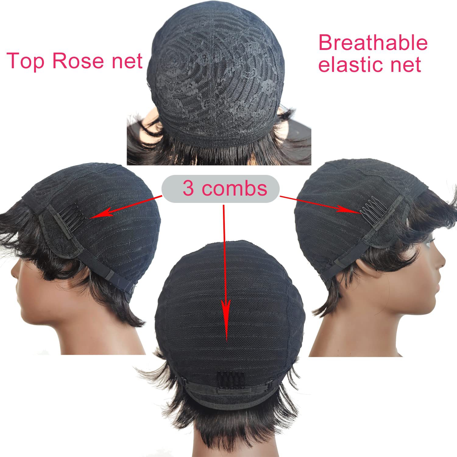 Promotion Pixie Cut Human Hair Wig Afro Bun Puff Hair 100g Density 150 Natural Black