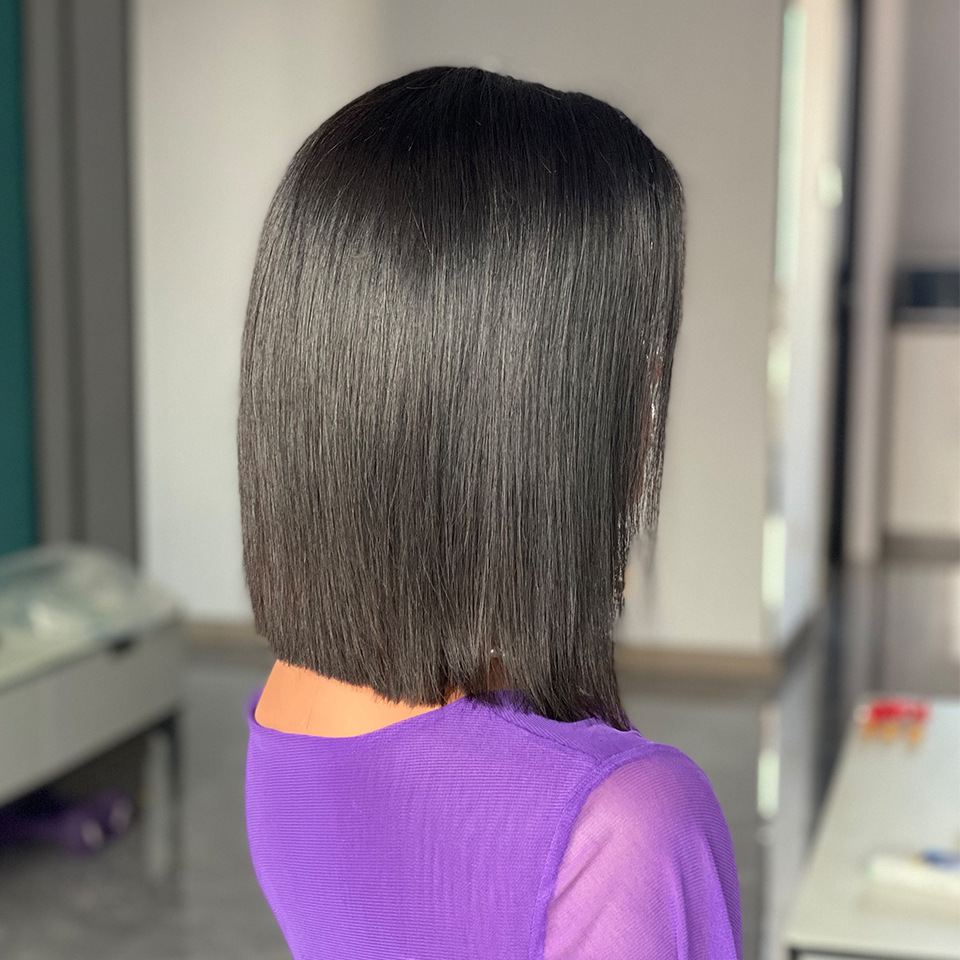 Bone Straight Bob Human Hair 12A Wigs Middle Part Glueless Pre Plucked 10-12  Vietnam Virgin Hair