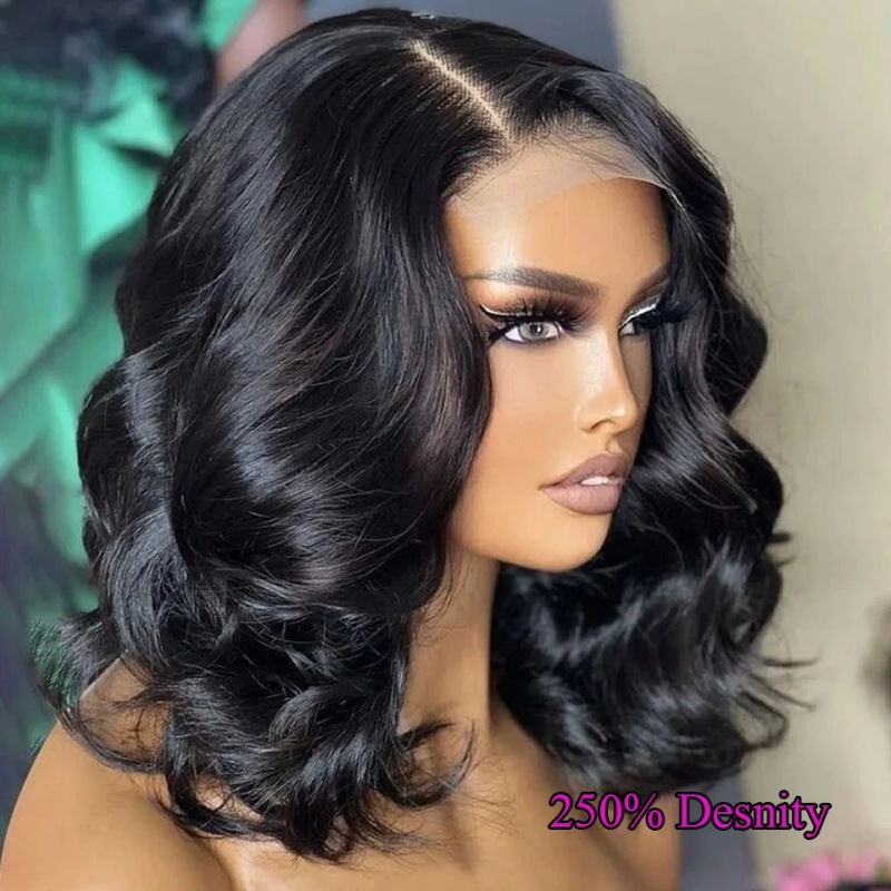 4*4 Lace Closure Wig 14 inch 200 Density Bouncy Curly Genuine Human Hair