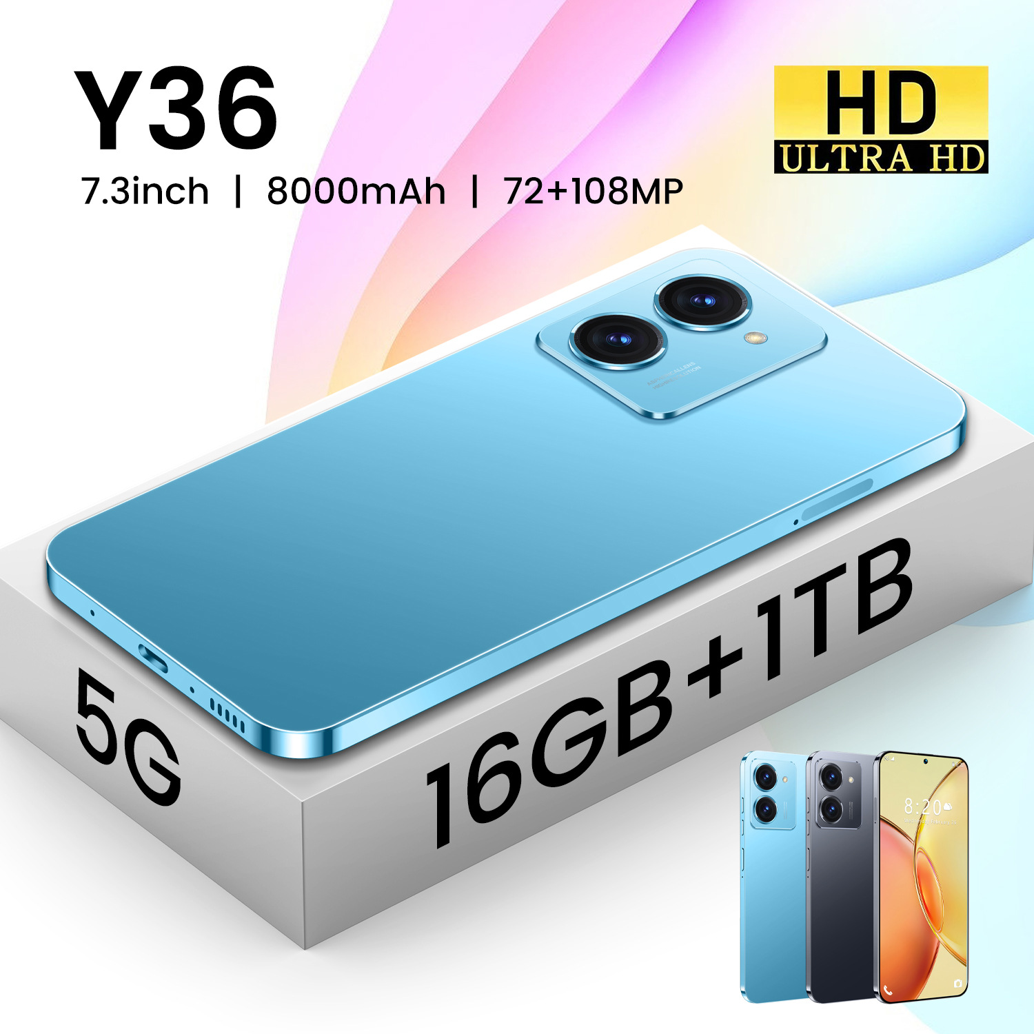 Large Screen Y36 Android Phone 3+64G Android 13 Smartphone Factory Wholesale