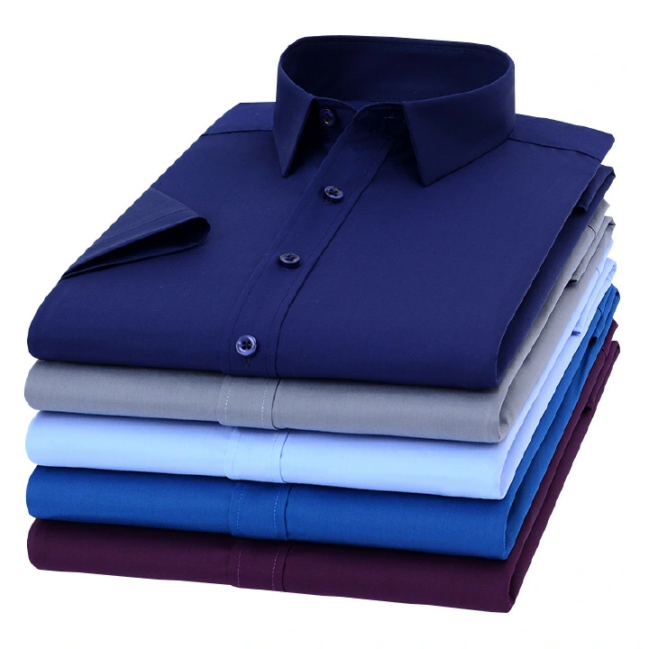 Fashion 5 Pcs Men Official Cotton Long Sleeve Plain Colour Slim Fit Shirts For Men