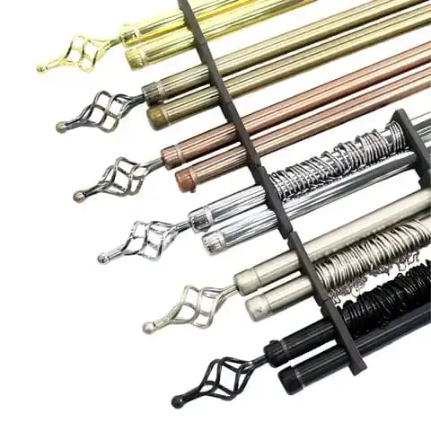 Gold Double Curtain Rod – 2m Extendable | FREE Holders & Screws – Strong Metal Brackets