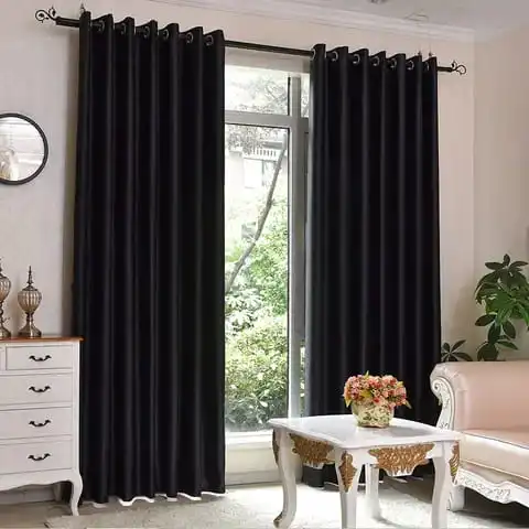 BLACK BLACKOUT CURTAINS – 2PCS Set  Curtains [5 feet each] for Living Room & Bedroom – Ready-Made Window & Door Drapes. PLEASE select your preferred size from the options provided