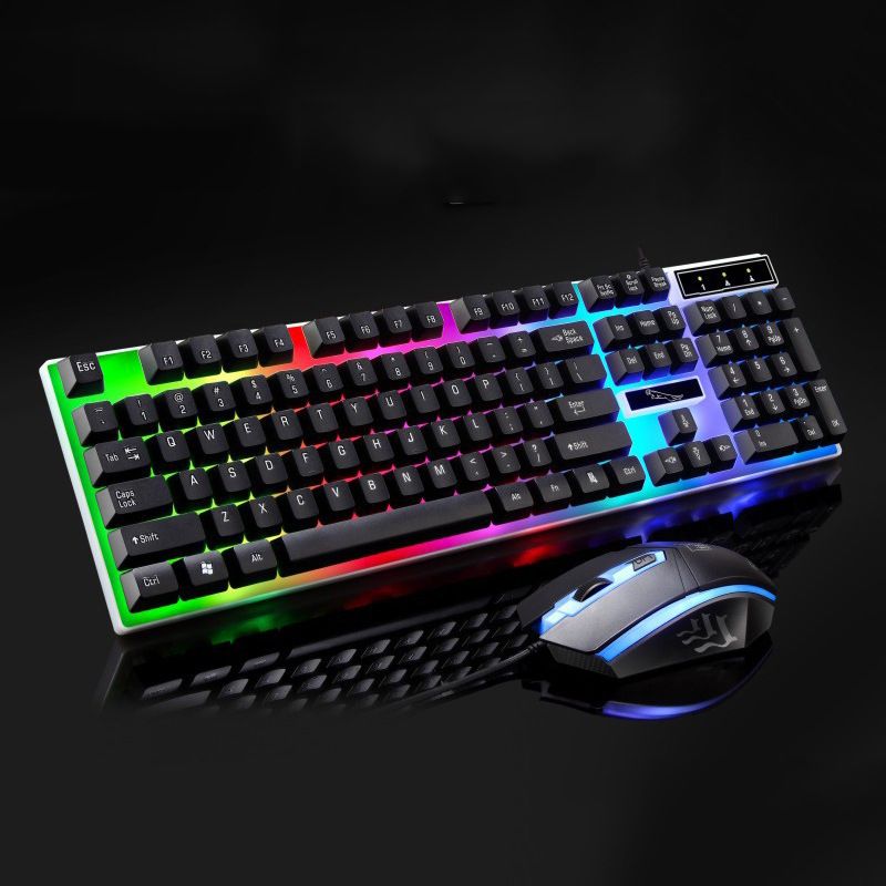 Keyboard & Mouse Combos Backlit Gaming Keyboard And Mouse Rubber Russian Wired Keyboard Suitable For Gamers Black